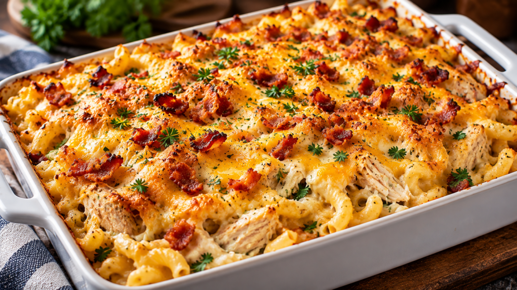 Golden Chicken Bacon Pasta Bake